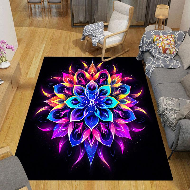 1pc Fantasy flowers Design Area Rug - Soft, Anti-Slip, and Durable Gaming Room Decor for Bedroom