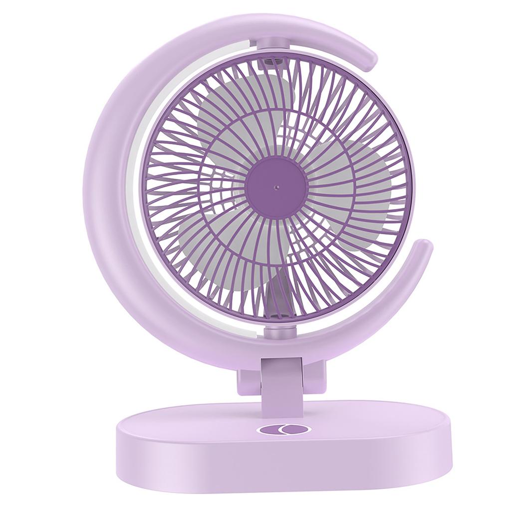 USB Desk Fan Rechargeable Quiet Small Portable Desktop Table Fan with Light for Home Travel