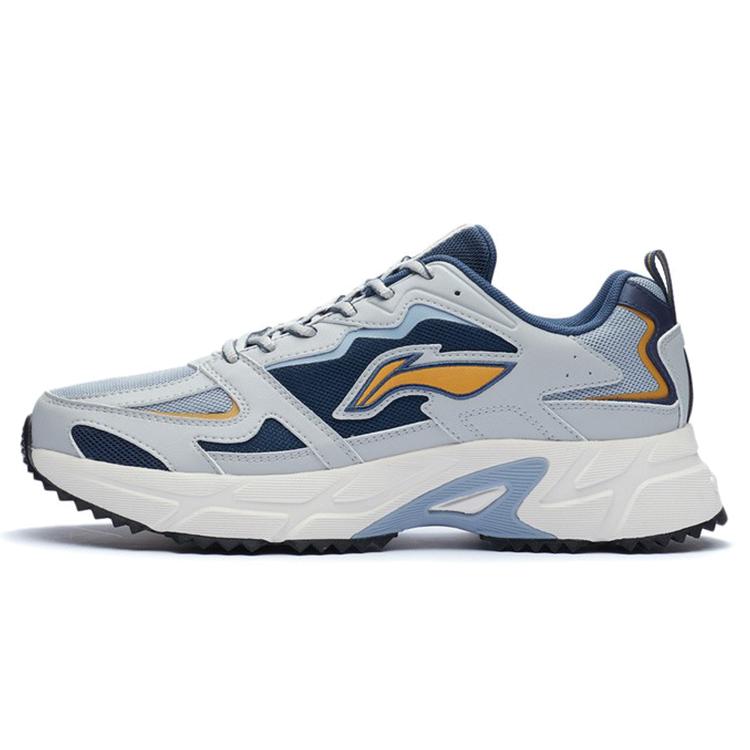 New LiNing Cushioning Anti Slip And Wear Resistant Low Top Running Shoes Men's Gray Green ARLQ001-8