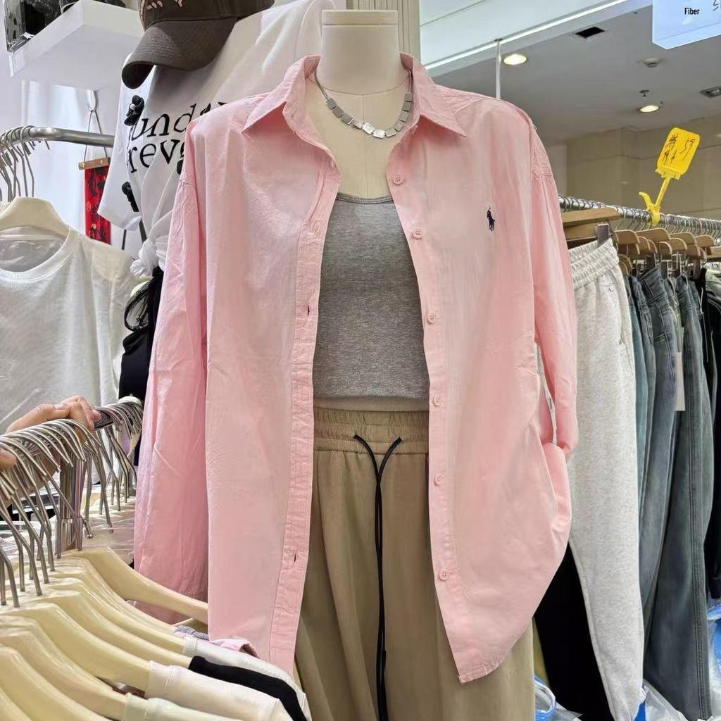 Women's Loose-Fit Korean Style Cotton Shirt - Early Spring 2025 French Casual Long Sleeve Top