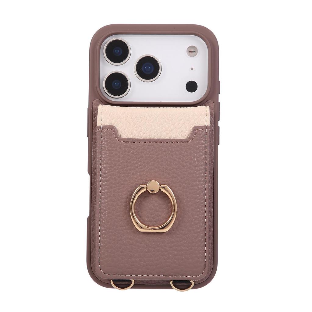 Lychee Colorblock Card Holder Case for iPhone 17 Pro Max