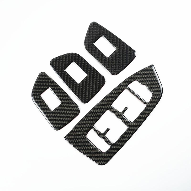 Car Styling Carbon Fiber Window Glass Lifting Buttons Frame Decoration Cover Trim For Volvo S90 V90 2016-2020 Interior Stickers