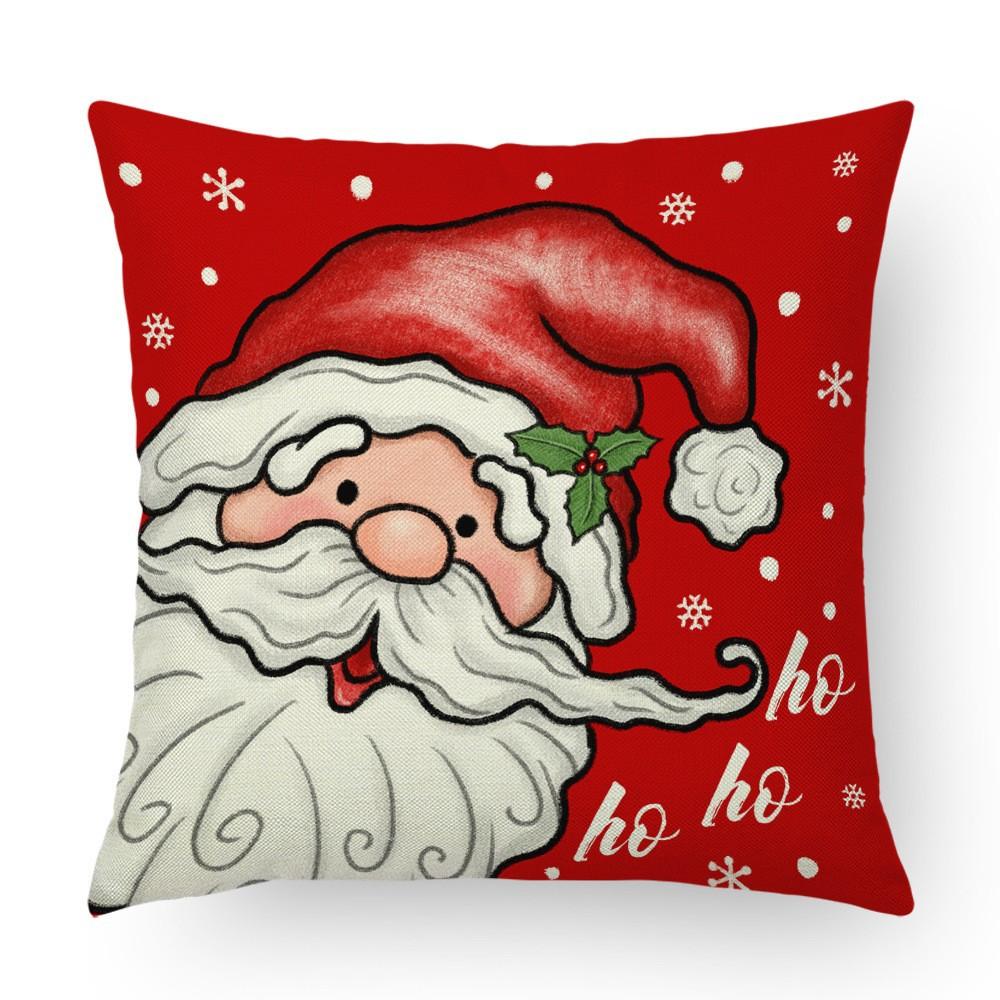 New Linen Short Plush Printed Elk Christmas Pillowcase Home Sofa Cushion Cover