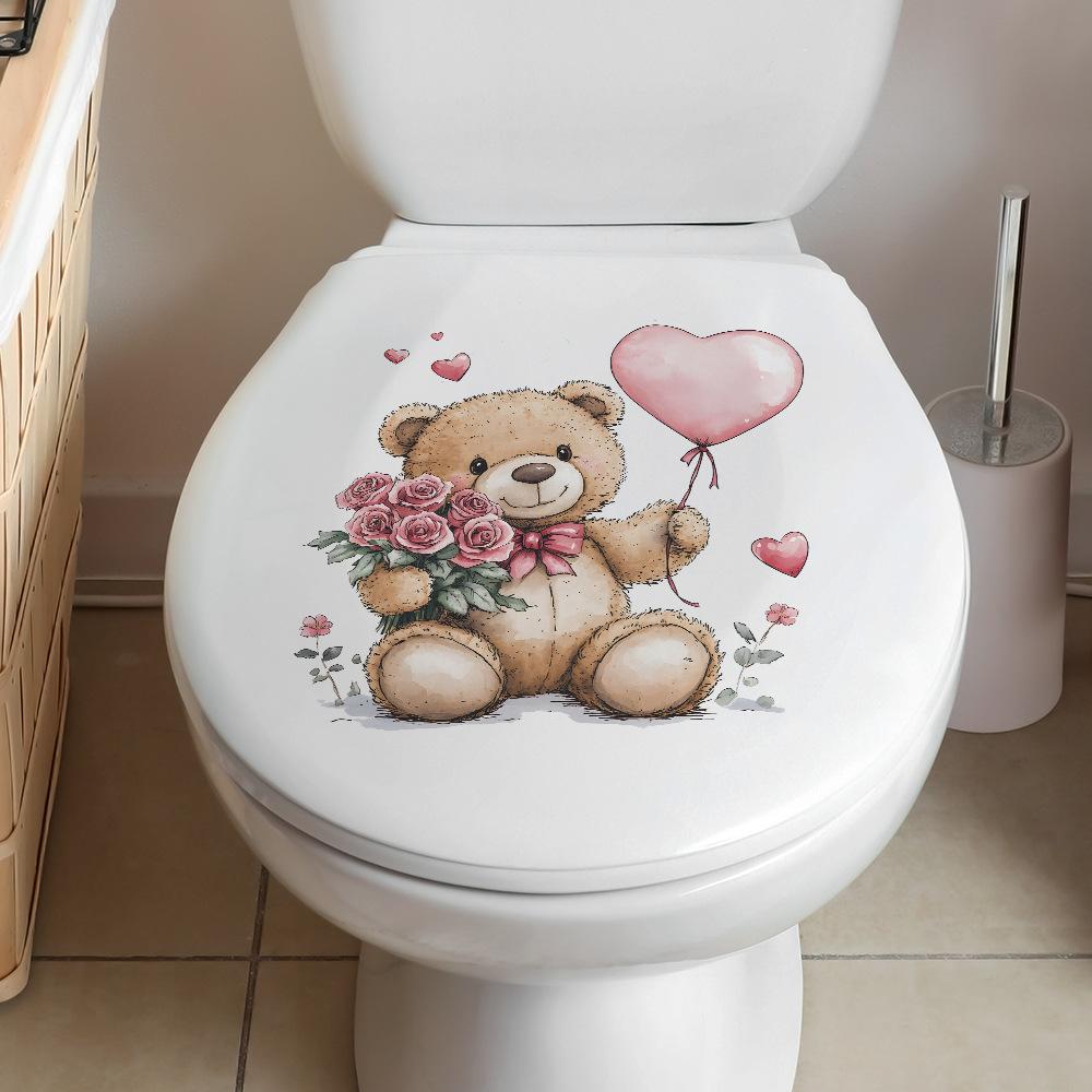 Pink Rose Balloon Teddy Bear Wall Sticker Self-Adhesive Removable Living Room Hallway Dorm Home Decor