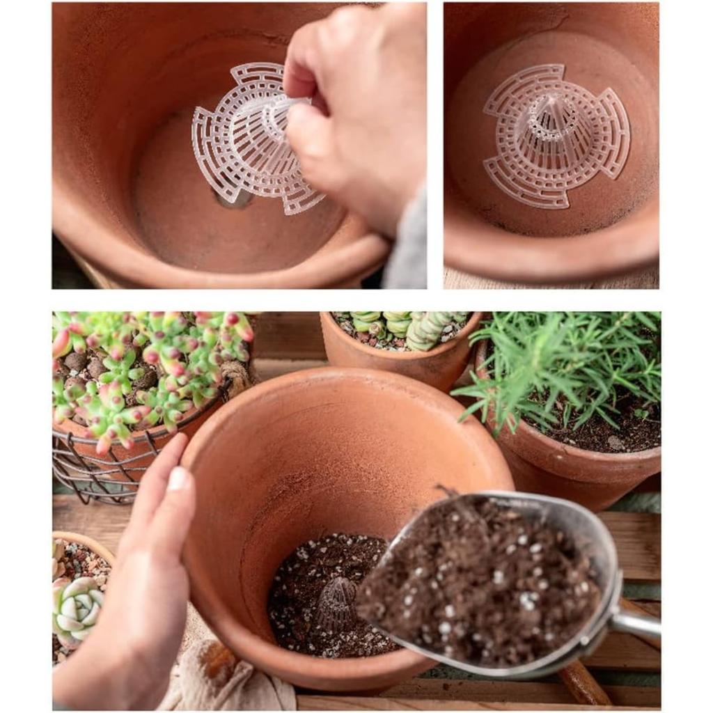 20 Pack Flower Pot Hole Mesh Pad,Cone Bottom Grid Gasket Drain Mat Cover Drainage Screen for Plants Bonsai Gardening Breathable Hydrophobic