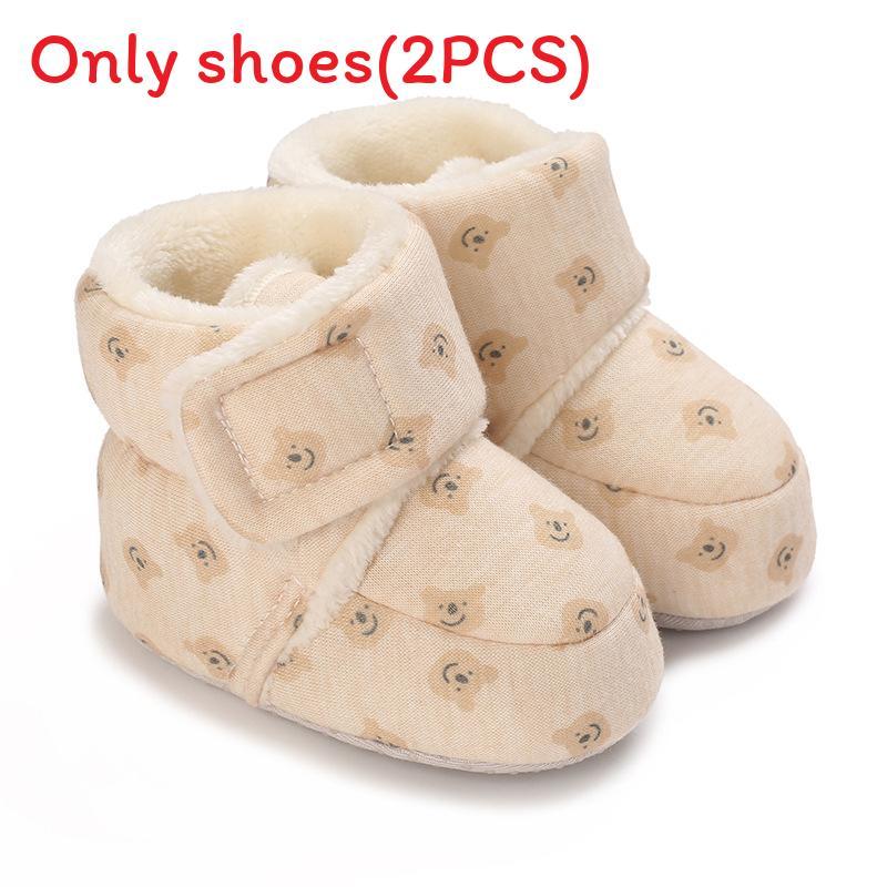 

Baby Winter Toddler Shoes With Bear Print Design And Warm Plush Lining For Boys Girls BearPrint,13cm