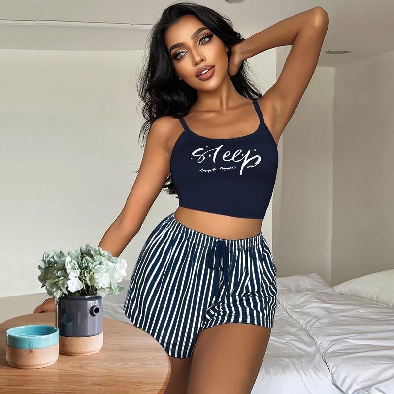 European & American Printed Camisole Shorts Set - New Style Slim-fit Sexy Home Wear