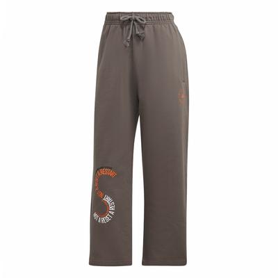 Cr Swp Logo Imprimé Taille Élastique Mi-Hauteur Droites Maille Lâche Pantalon de Sport Pantalon Femme Marron Gris IB5881