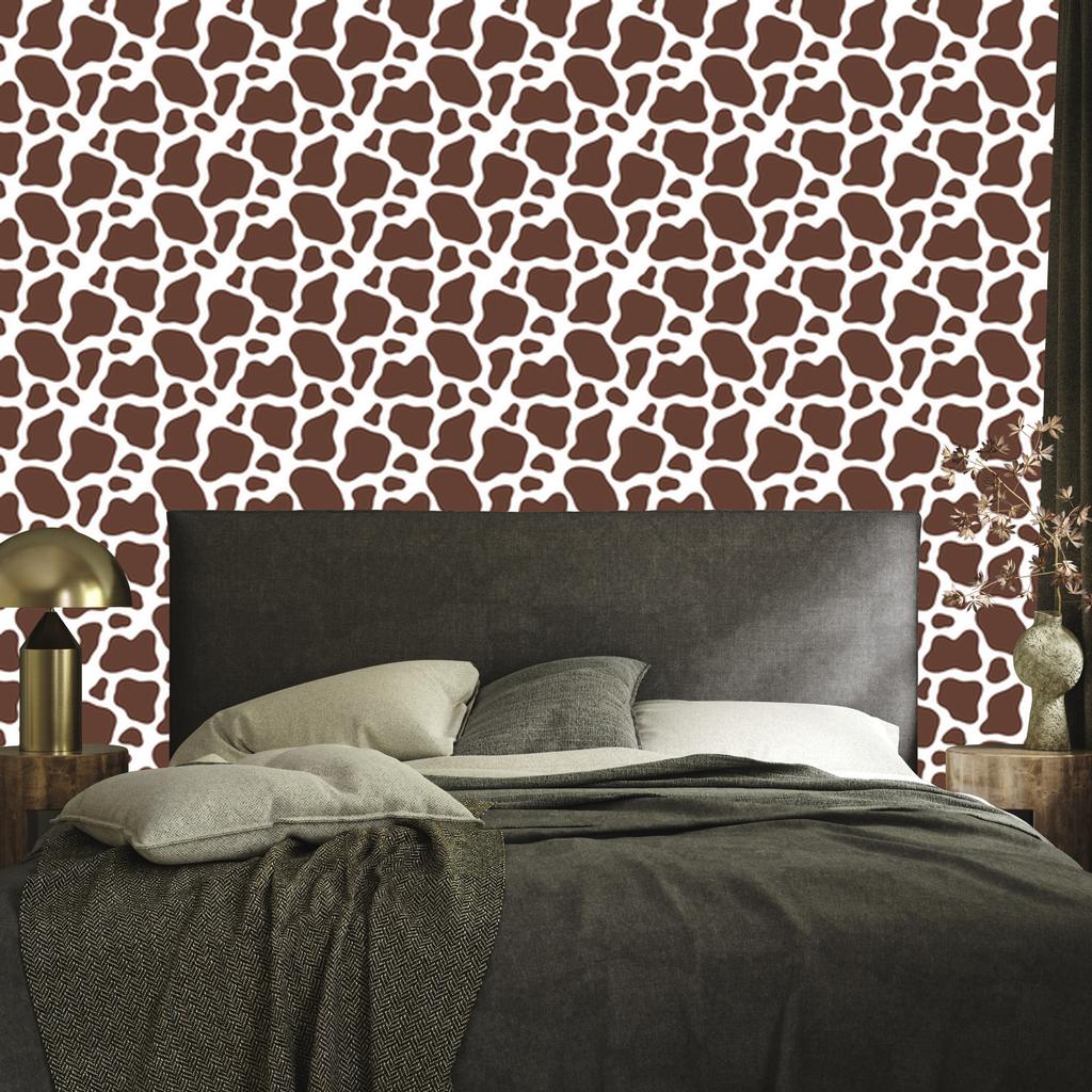 Cow Patches Wallpaper, Rust and Light Gray, for Living Room and Bedroom, 50x1000