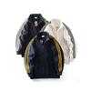 American Retro Knitting Stand Collar Cardigan Sweatshirt Men's Fall and Winter Three Bars Velvet Padded Thickened Coat Export Men's Clothing Jacket