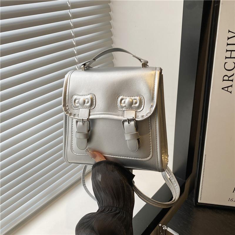 

Ручная простая повседневная сумка-рюкзак, новая модная маленькая квадратная сумка, высококлассная сумка-мессенджер серебряный
