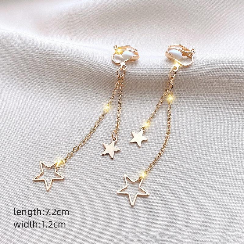 Neue Perlenblumen-Clip-On-Ohrringe mit langem Temperament, Perlenkette, Quaste, nicht durchdringende Ohrringe für Damen