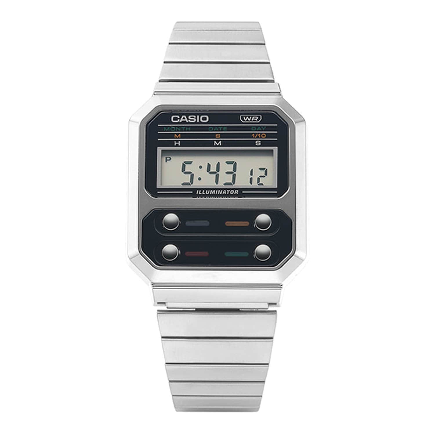 [Casio] A100WE-1ADF (A100WE-1A) Digital Square Vintage Retro Unisex Metal Watch