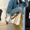 Große Tasche Damen neue Mode gestreifte Canvas-Tasche Pendler Hand Schulter Messenger trendige große Kapazität Tragetasche