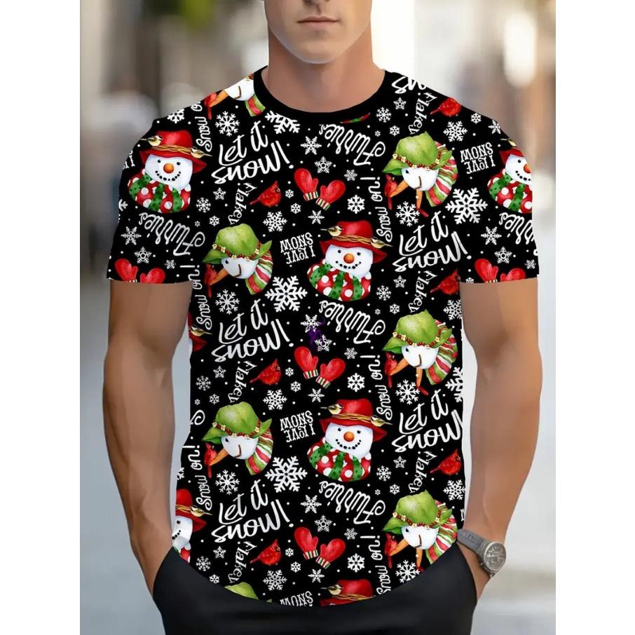 Weihnachtsbaum Herren Casual 3D Druck Locker Rundhals Kurzarm T-Shirt Top