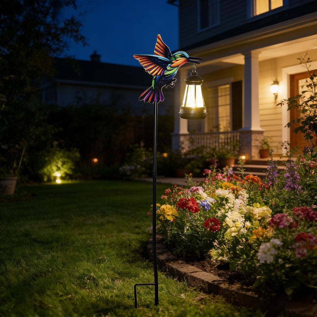 JYL TS/044,Iron Kingfisher Carrying Lantern Solar Ground Stake Light for Garden Landscape Decor Night Lamp