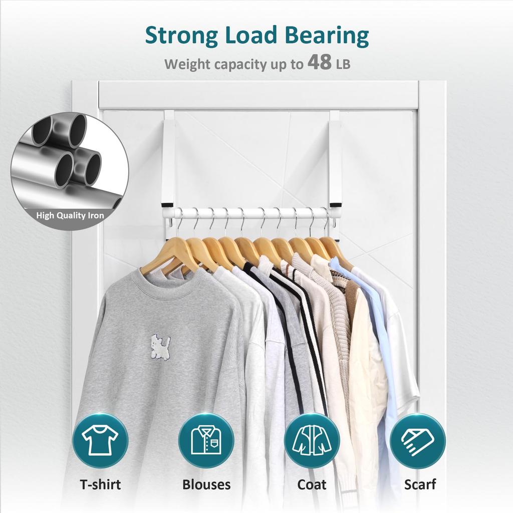 Save Space Over Door Foldable Clothes Hanging Rack Adjustable Telescopic Garment Clothes Drying Organizer for Bathroom Apartment