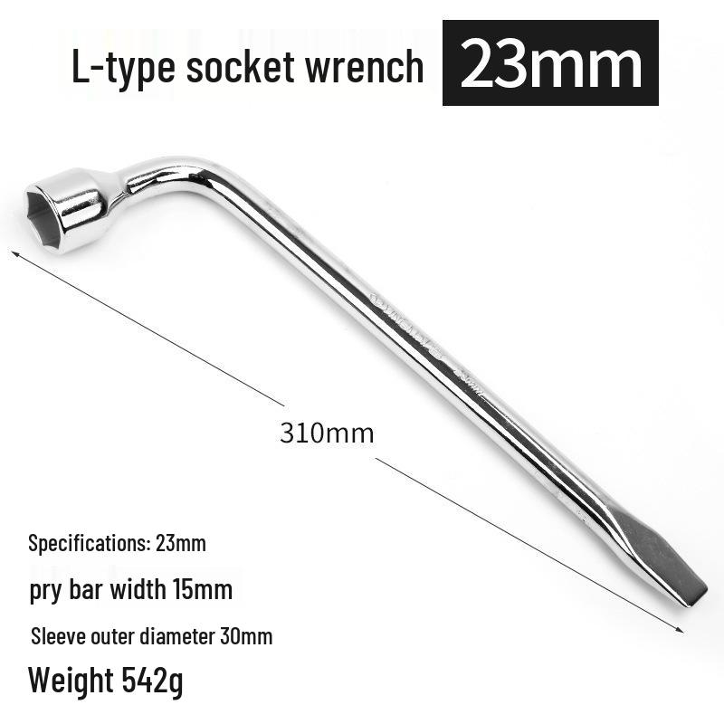 Retractable Car Tire Repair Kit with 17, 19, 21, 23 mm Wrench and Socket Tools