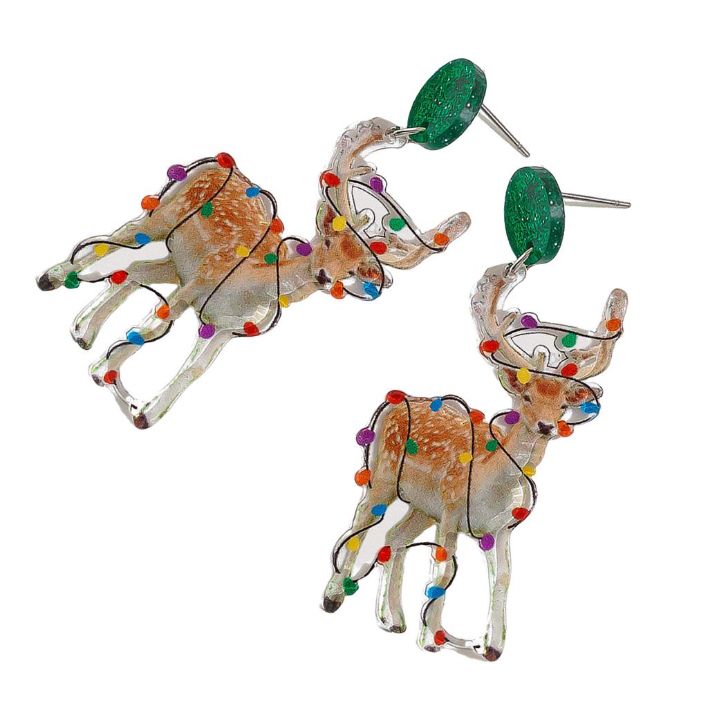 Holiday Acrylic Tassel Drop Earrings Christmas Theme Pattern Stylish Studs Earrings Unique Christmas Earrings for Party