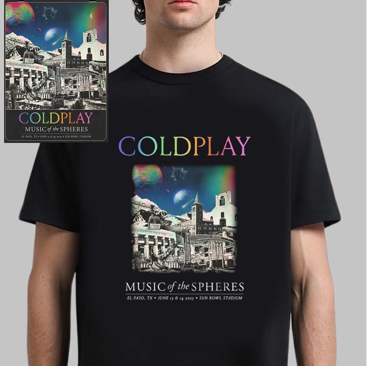 New!!! El Paso TX Coldplay Jun 13&14 2026 Sun Bowl Stadium Poster T-shirt S
