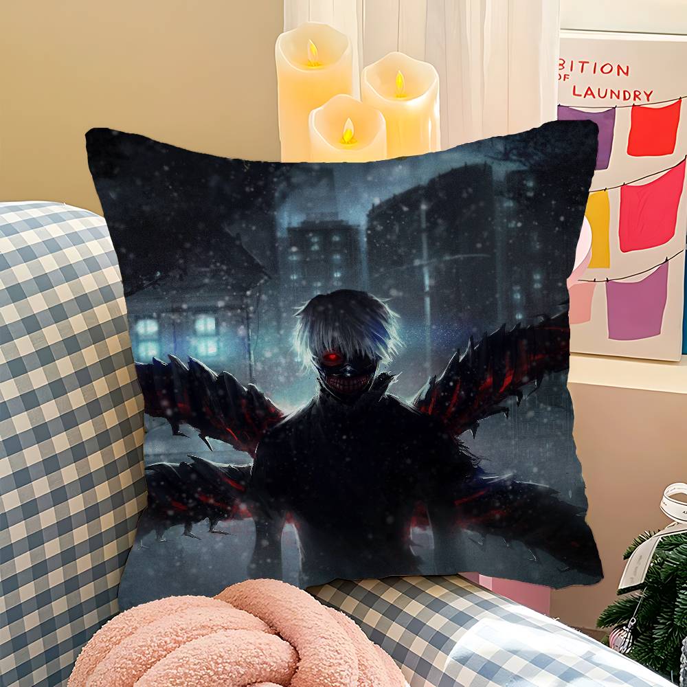 Anime Tokyo Ghoul Decorative Room Aesthetics Pillow Case Home Decor Bedroom Sofa Bed Couch Pillow Cover 45X45