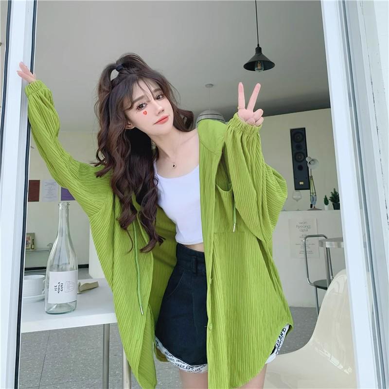 Women's White Hooded Sun Protection Cardigan - Summer 2025, Versatile Long-Sleeve, Mid-Length Loose Thin Jacket