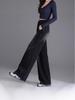 Women's High Waist Velvet Straight Leg Jeans - 2025 Trendy Narrow-Wide Pants for Autumn & Winter