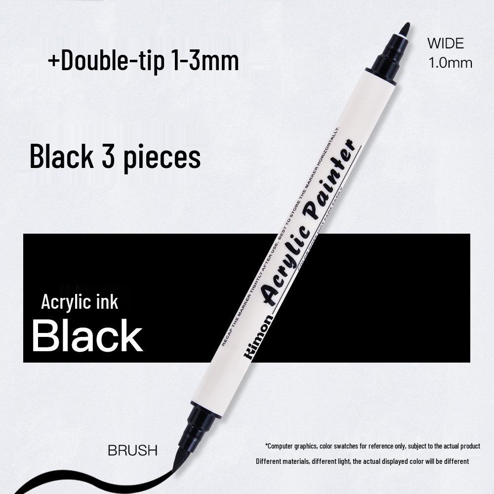 Double-Headed Black Acrylic Liner & White Highlight Art Pen - Anime Outline & Graffiti Thick Tip