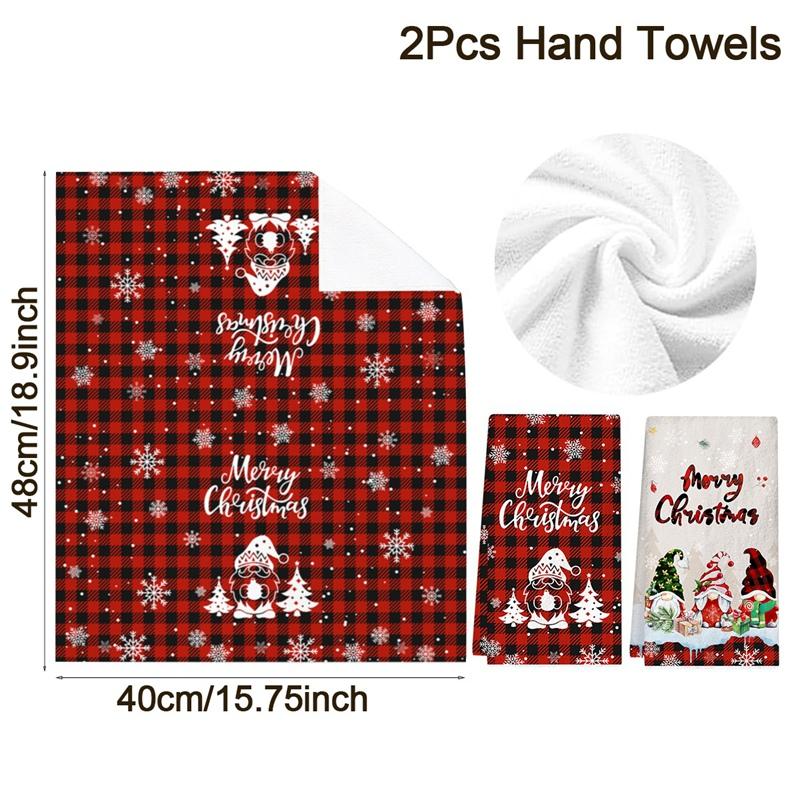 

2pcs Christmas Kitchen Towels Santa Snowman Reusable Hand Towels Christmas Decoration for Home 2025 Navidad Natal Gifts New Year