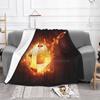 Flaming Football / Soccer Ball Trend Style Funny Fashion Soft Blanket Flames Flaming Footie Soccerball Football On Fire