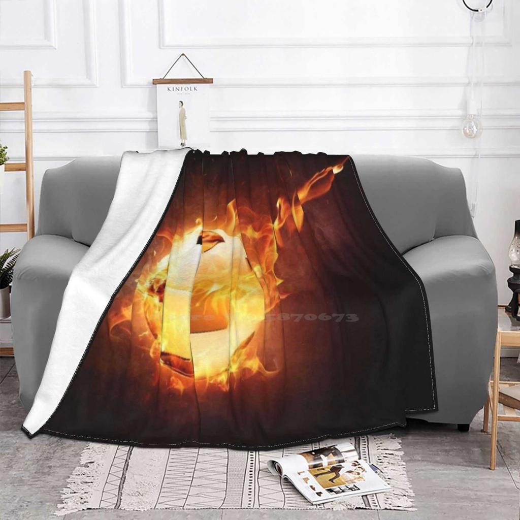 Flaming Football / Soccer Ball Trend Style Funny Fashion Soft Blanket Flames Flaming Footie Soccerball Football On Fire