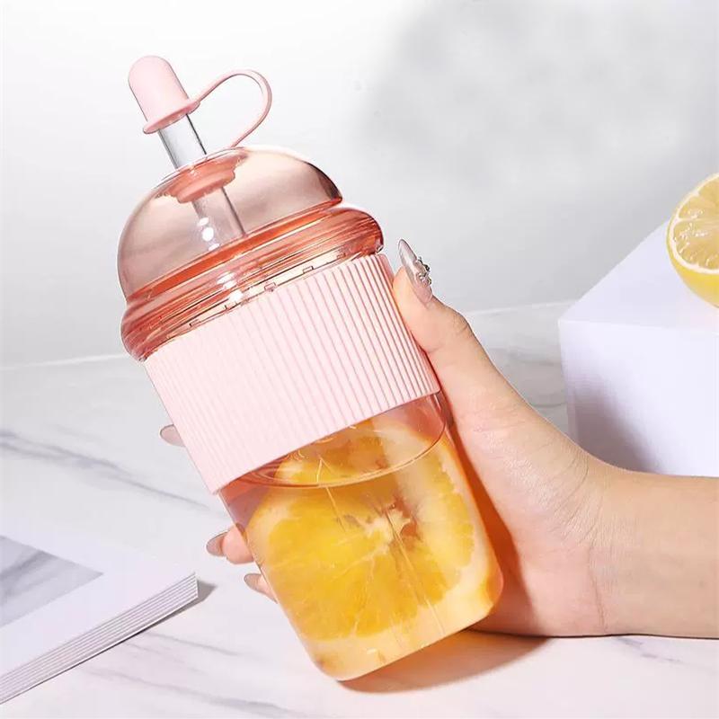 630ML Heat-Resistant Boba Tea Straw Cup Large Capacity Coffee Milk Tea Water Bottle with Lid Plastic Tumbler for Milk Tea & Boba