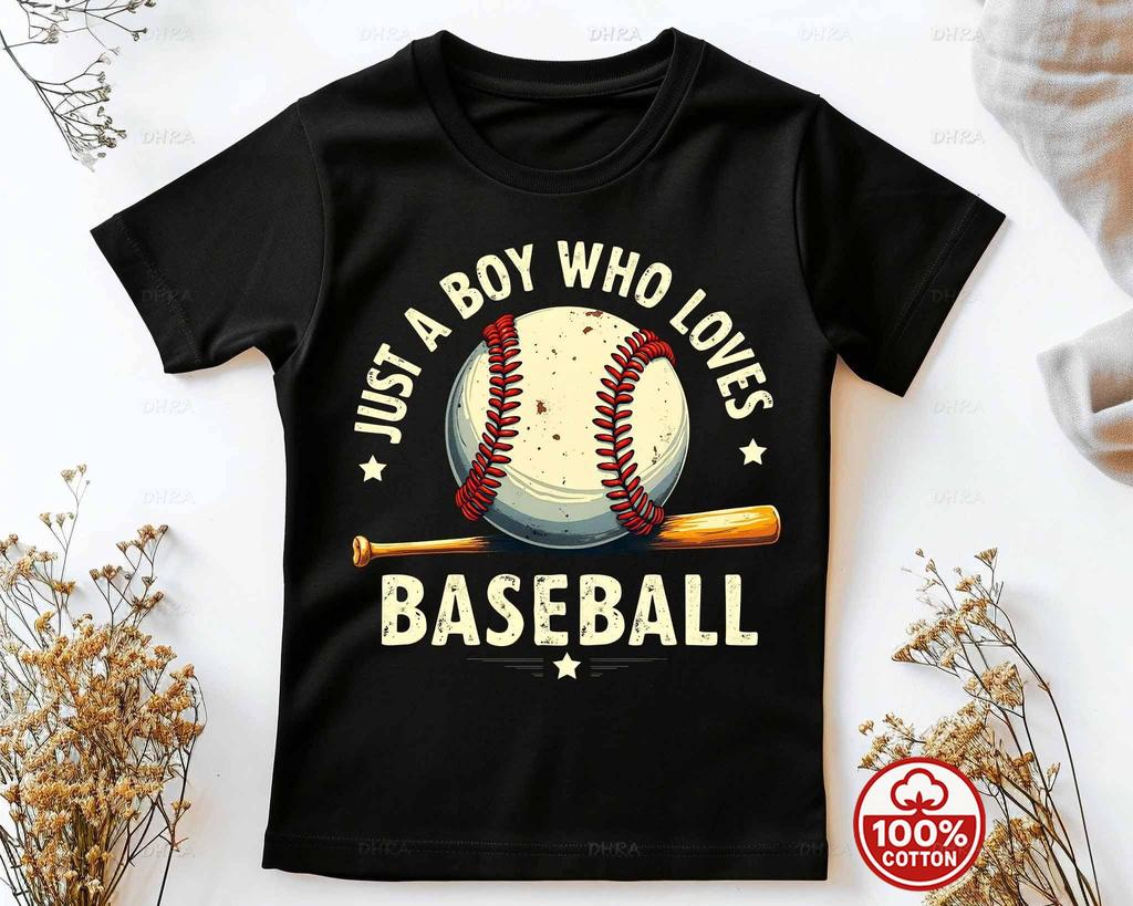 Just A Boy Who Loves Baseball TShirt Unisex Vintage Sport Graphic Tee