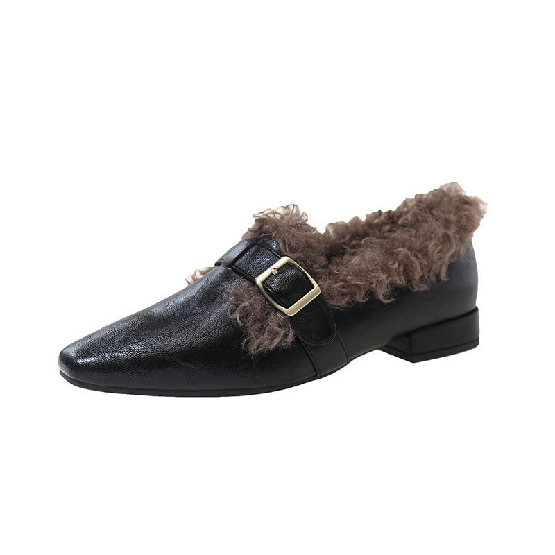 Women Fur Heeled Shoes 2025 Winter Fashion Comfortable Shoes Designer Classical New Trends Soft Pumps Snow Zapatillas De Mujer