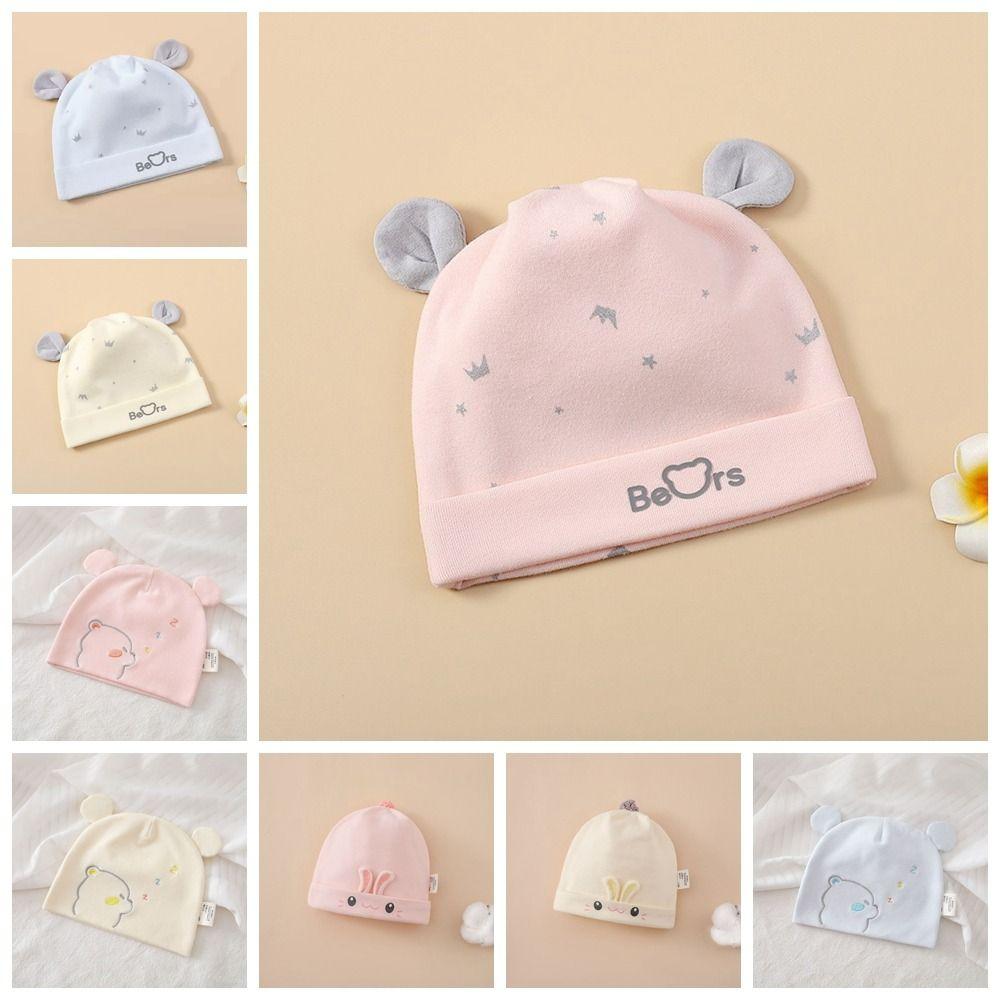 0-3 Months Baby Fetal Cap Print Infants Beanie Cap Windproof Newborn Hats  Autumn