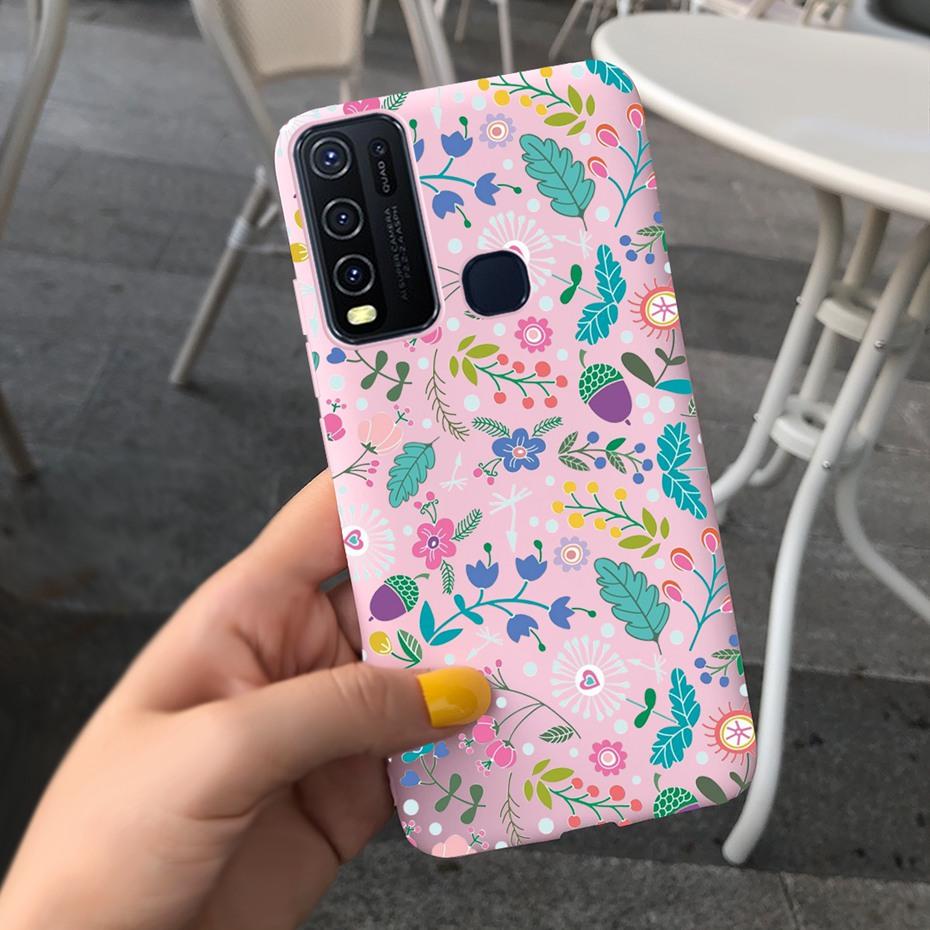 Fashion Cute Flower Milk Silicone Case For Vivo Y30 1938 Y50 1935 Black Soft TPU Phone Cover For Vivo Y 30 50 Y30 2020 Back Case