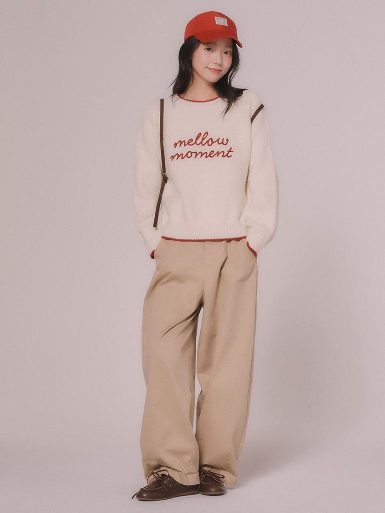 Mellotoli Mellow Embroidered Line Knit Top (2 Colors)