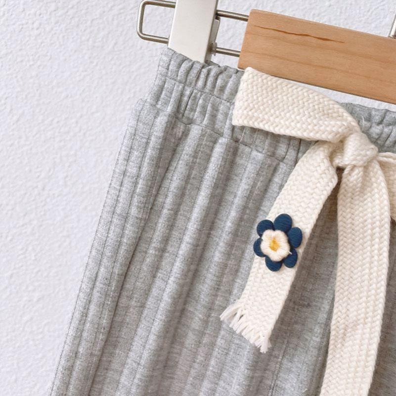 Girls' Wide Leg Pants Summer Style Loose Casual Baby Mosquito Proof Pants Gray Cropped Pants