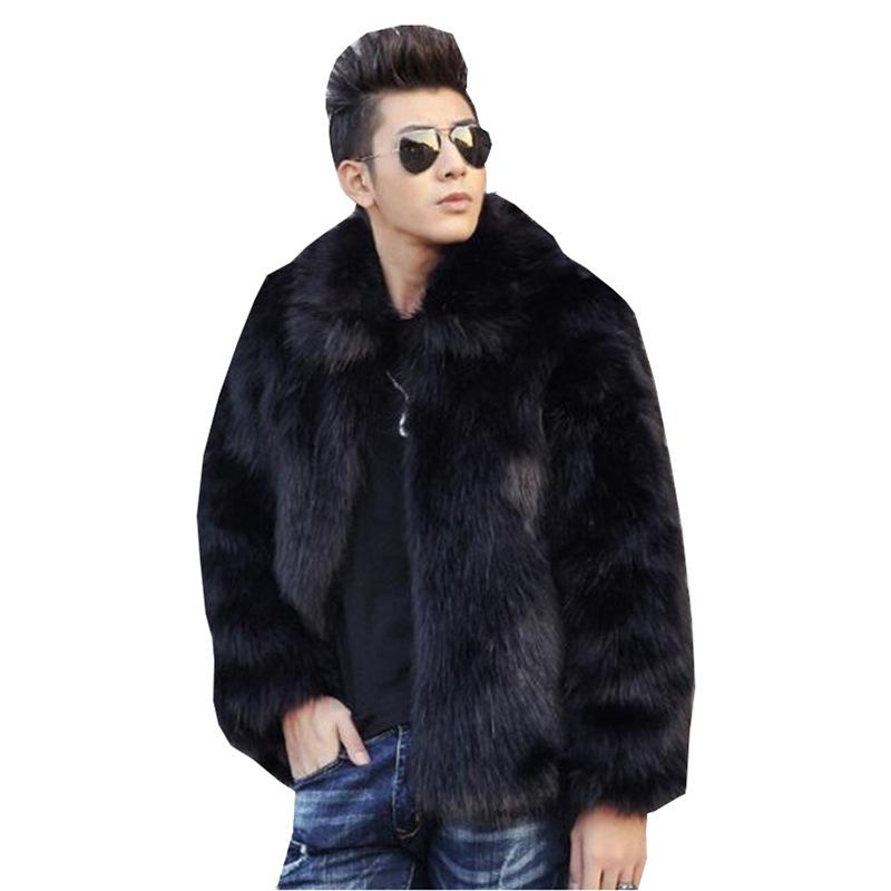 

Утепленная мужская меховая куртка теплая короткая куртка из меха лисы с лацканами повседневная мужская куртка тренч для улицы Европа и Америка S чёрный