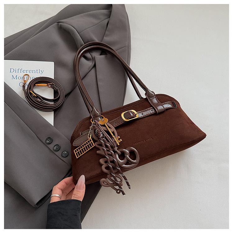 This year's popular suede handbag women's 2025 autumn new Korean version niche belt buckle shoulder messenger bag