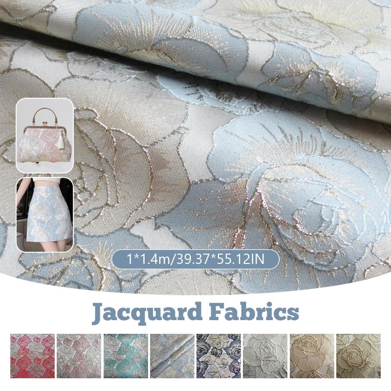 Europäischer Stil Große Rose Jacquard Brokatstoff DIY Nähen Mantel Kleid Patchwork Gold und Silber Seidengarngefärbt Designerstoff