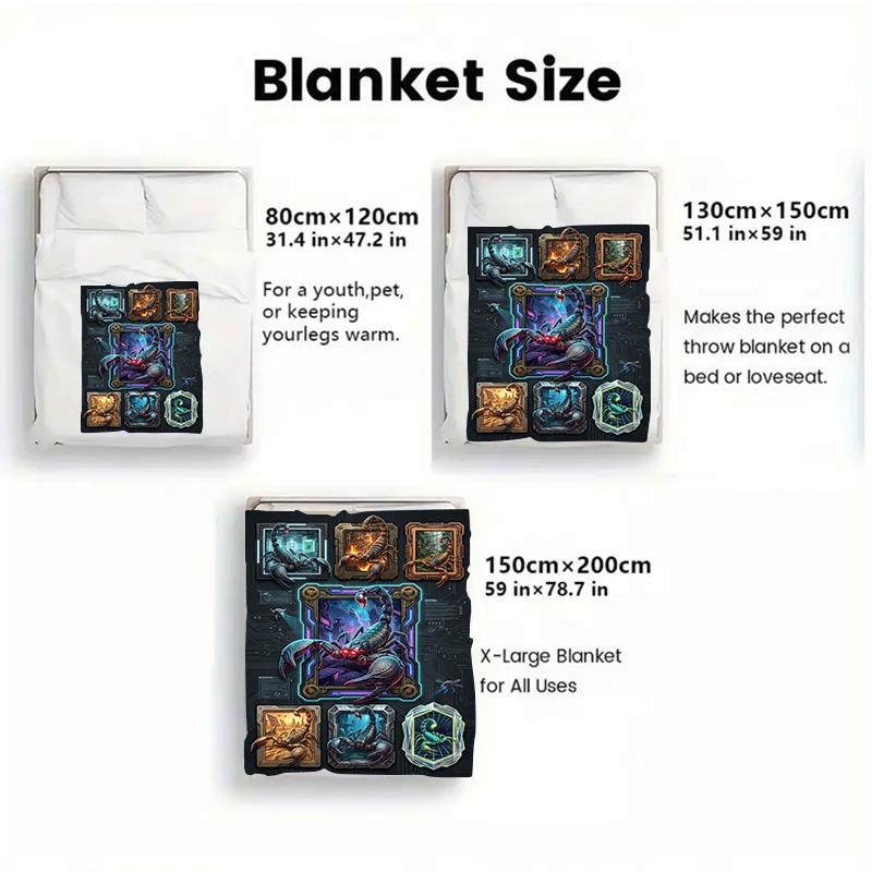 SciFi Scorpion Compilation 2D Flat Pattern Flannel Blanket, High quality All Seasons, Home Decor, Warmth and Comfort, Perfect for Christmas Gifts.