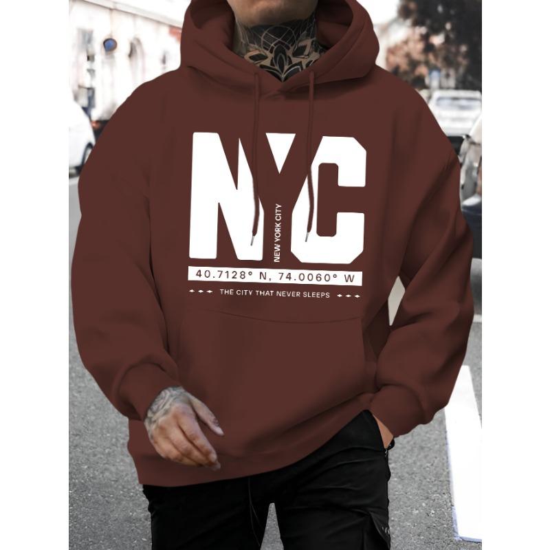 Spring/Summer Men'S New Personalized New York Letter Print Casual Sweatshirt Fashion Drawstring Hoodie