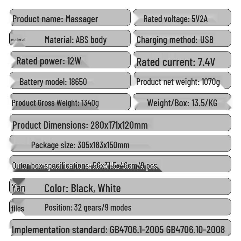 Professional Multi-head Fascia Gun for Intense Muscle Relaxation - Six Heads for Waist and Back Relief