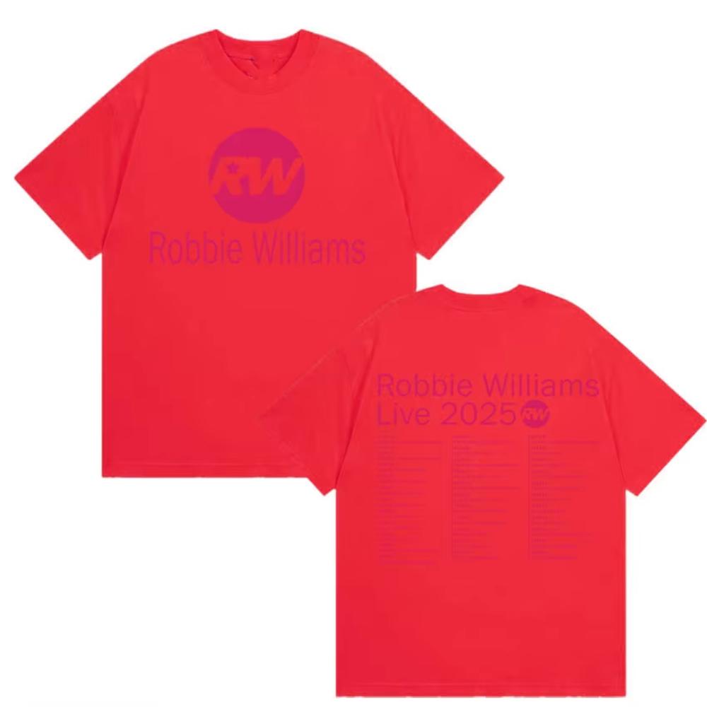 Robbie Williams Live Pw Tour 2025 T-Shirt Herren Damen Lässig Gemütlich Baumwolle Kurzarm T-Shirts Harajuku Mode Vintage T-Shirts