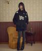 Angel Star Cat Boucle Embroidered Hoodie Ahp1216 (Black)