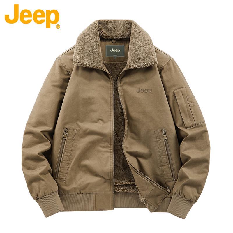 JEEP Men's Retro Washed Fleece Lined Winter Workwear Jacket