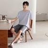 LangSha Summer Pajamas for Men, Thin Modal Short-Sleeve Shorts Set, Father's Day Large Size Loose Japanese Style New Home Wear Outfit