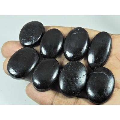 295Cts.Natural Black Tourmaline Oval Shape Cabochon Loose Gemstone 08Pcs Lot C-2908