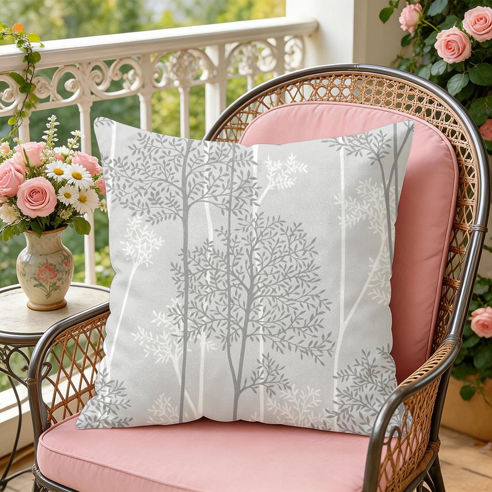 Gray Low White Flower Cushion Cover Soft Plush Throw Pillow Cover DoubleSided Decorative Cushion Case Sofa Bedroom Home Decor